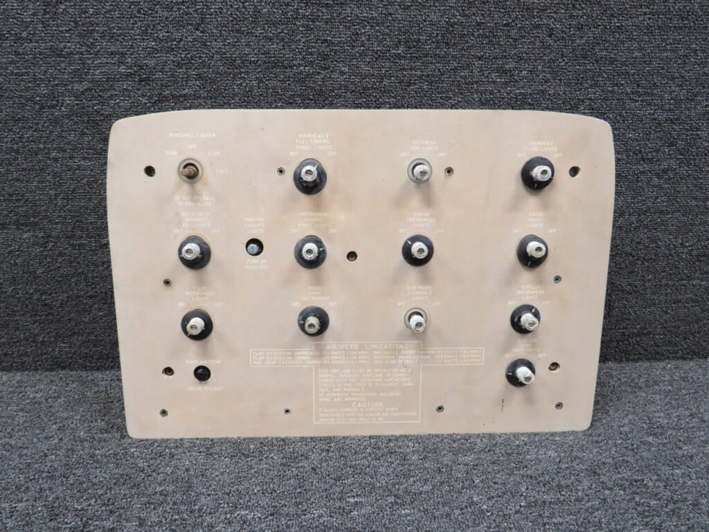 Beechcraft King Air C90 Overhead Control Panel Assembly